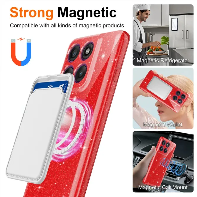 Coque Motorola Moto G67 / G77 Pailletée Magnétique avec Dragonne