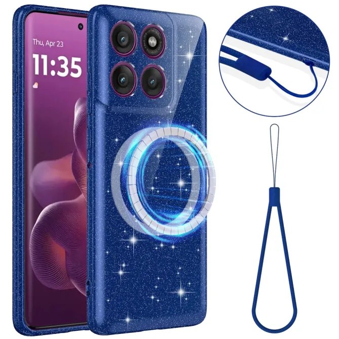 Coque Motorola Moto G67 / G77 Pailletée Magnétique avec Dragonne