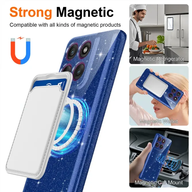 Coque Motorola Moto G67 / G77 Pailletée Magnétique avec Dragonne