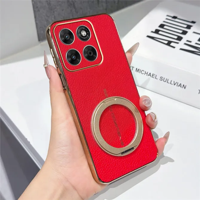 Coque Motorola Moto G67 / G77 Simili Cuir Litchi avec Anneau