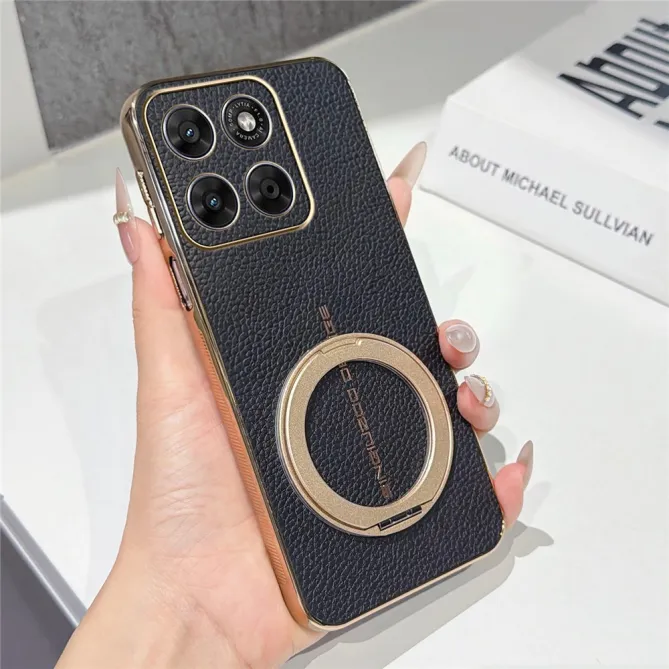 Coque Motorola Moto G67 / G77 Simili Cuir Litchi avec Anneau