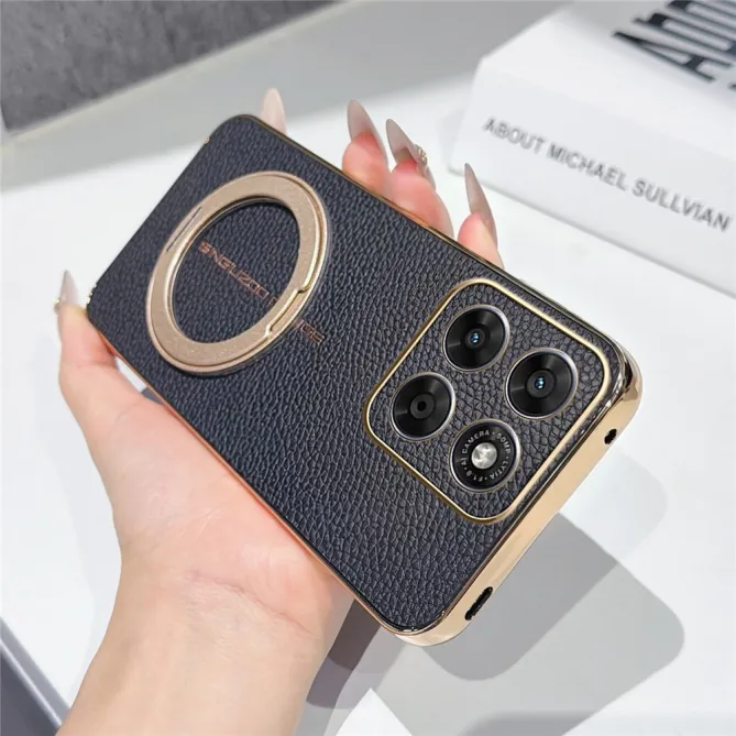 Coque Motorola Moto G67 / G77 Simili Cuir Litchi avec Anneau