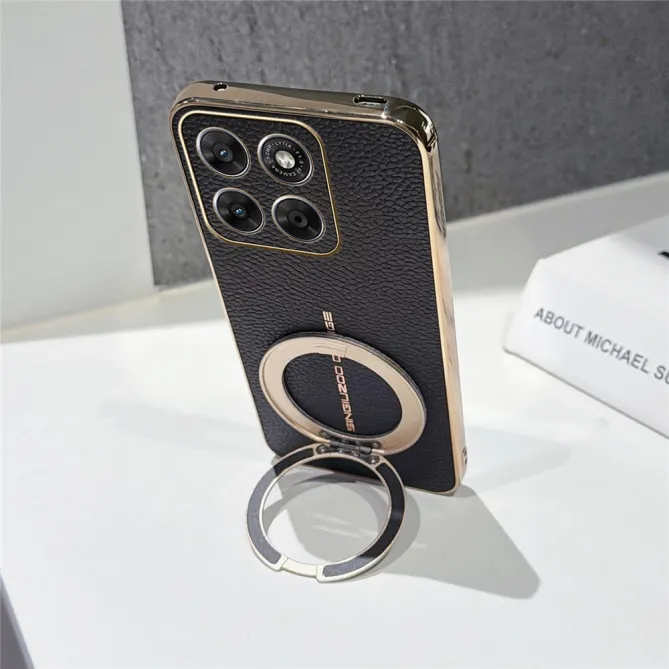 Coque Motorola Moto G67 / G77 Simili Cuir Litchi avec Anneau