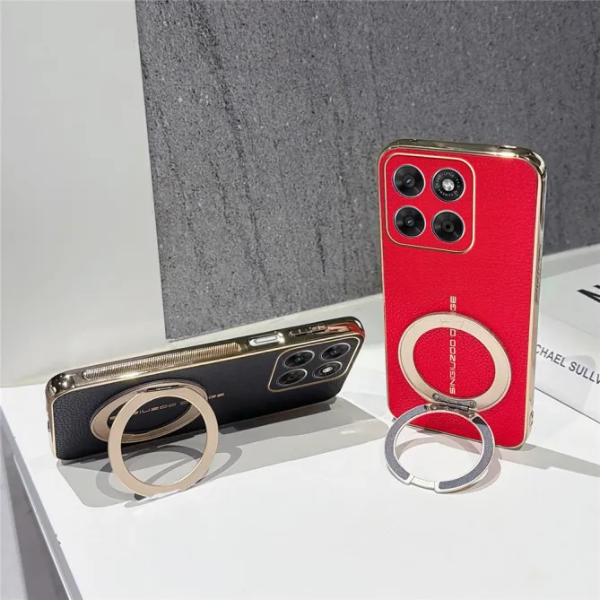 Coque Motorola Moto G67 / G77 Simili Cuir Litchi avec Anneau