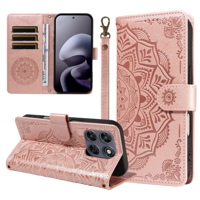 Housse Mandala Gaufrée Motorola Moto G77 G67 Simili Cuir Porte-Cartes