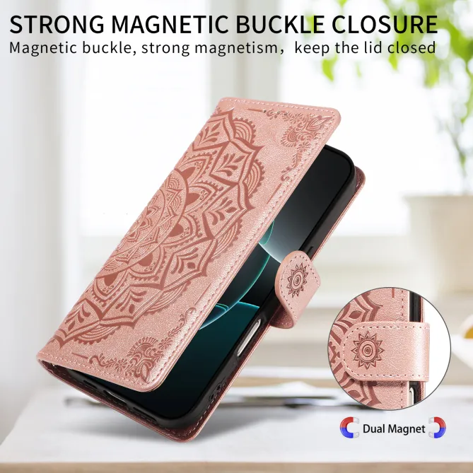 Housse Mandala Gaufrée Motorola Moto G77 G67 Simili Cuir Porte-Cartes