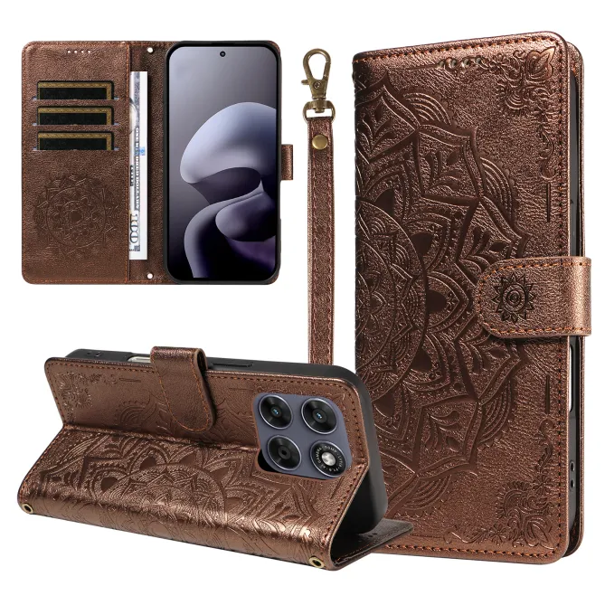 Housse Mandala Gaufrée Motorola Moto G77 G67 Simili Cuir Porte-Cartes