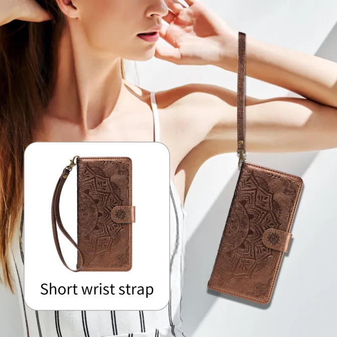 Housse Mandala Gaufrée Motorola Moto G77 G67 Simili Cuir Porte-Cartes