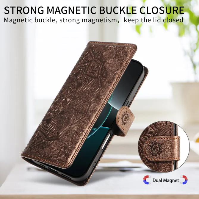 Housse Mandala Gaufrée Motorola Moto G77 G67 Simili Cuir Porte-Cartes