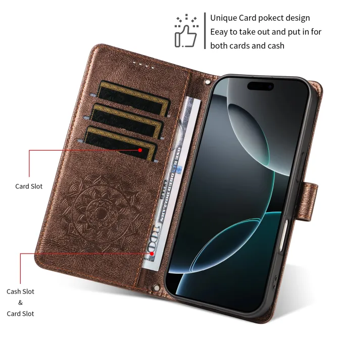 Housse Mandala Gaufrée Motorola Moto G77 G67 Simili Cuir Porte-Cartes