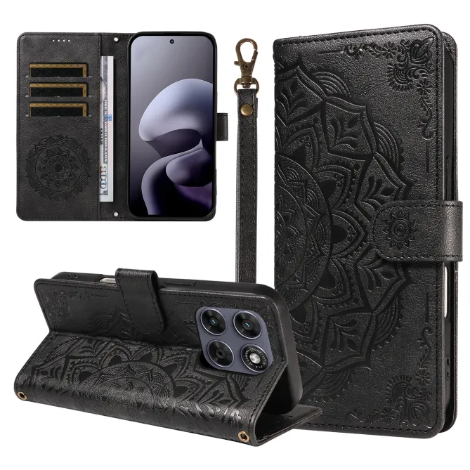 Housse Mandala Gaufrée Motorola Moto G77 G67 Simili Cuir Porte-Cartes