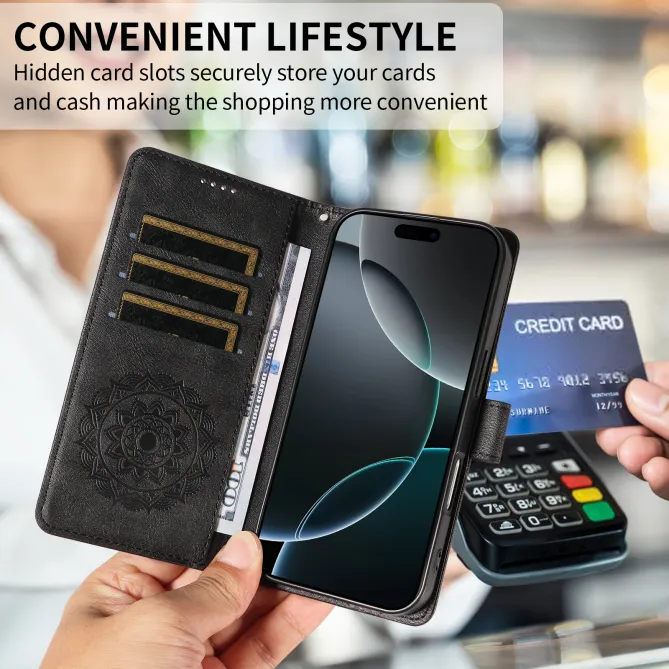 Housse Mandala Gaufrée Motorola Moto G77 G67 Simili Cuir Porte-Cartes