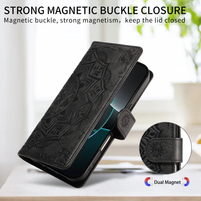 Housse Mandala Gaufrée Motorola Moto G77 G67 Simili Cuir Porte-Cartes