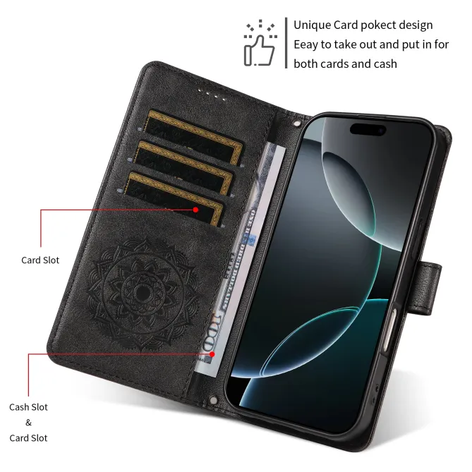 Housse Mandala Gaufrée Motorola Moto G77 G67 Simili Cuir Porte-Cartes