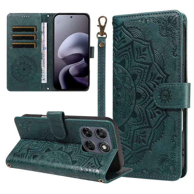 Housse Mandala Gaufrée Motorola Moto G77 G67 Simili Cuir Porte-Cartes