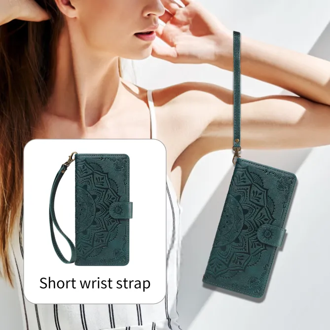 Housse Mandala Gaufrée Motorola Moto G77 G67 Simili Cuir Porte-Cartes