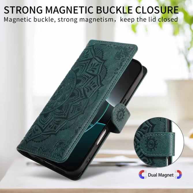 Housse Mandala Gaufrée Motorola Moto G77 G67 Simili Cuir Porte-Cartes