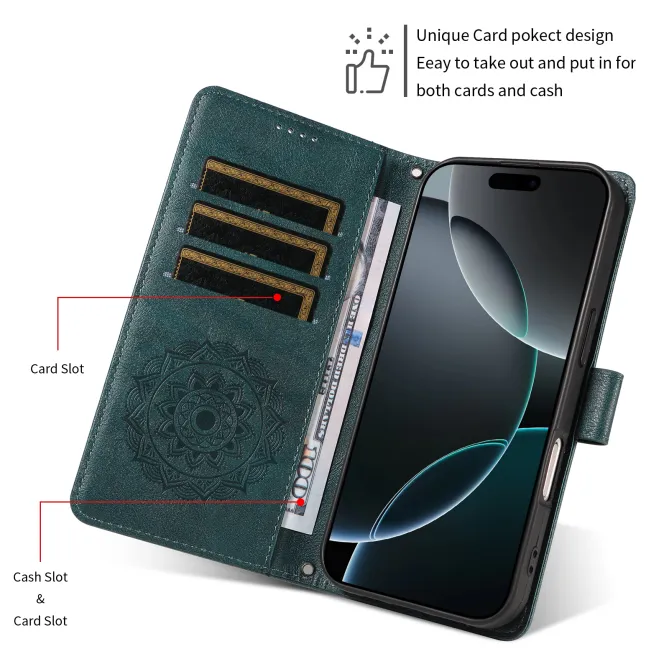 Housse Mandala Gaufrée Motorola Moto G77 G67 Simili Cuir Porte-Cartes