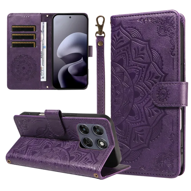 Housse Mandala Gaufrée Motorola Moto G77 G67 Simili Cuir Porte-Cartes