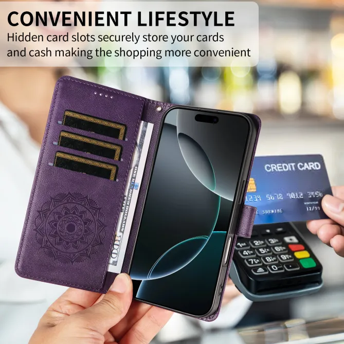 Housse Mandala Gaufrée Motorola Moto G77 G67 Simili Cuir Porte-Cartes