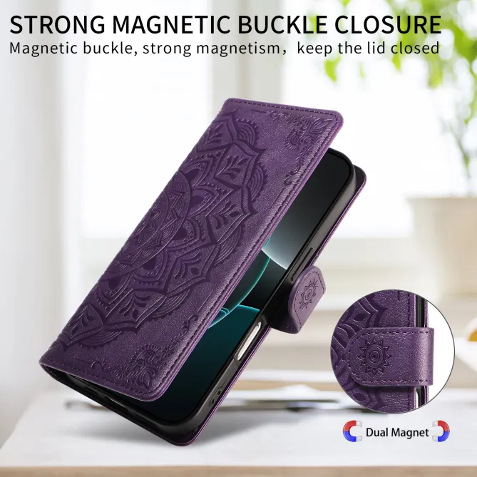Housse Mandala Gaufrée Motorola Moto G77 G67 Simili Cuir Porte-Cartes