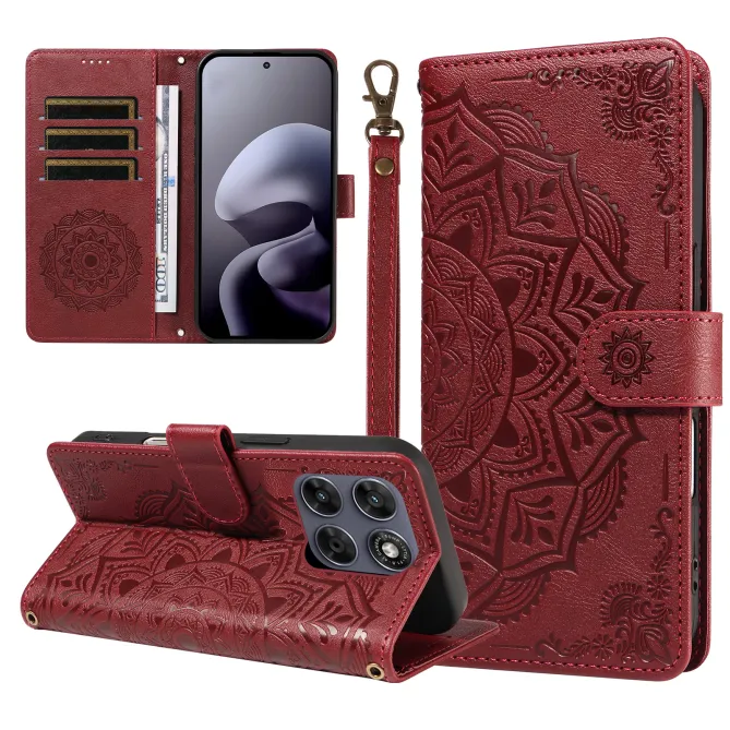 Housse Mandala Gaufrée Motorola Moto G77 G67 Simili Cuir Porte-Cartes