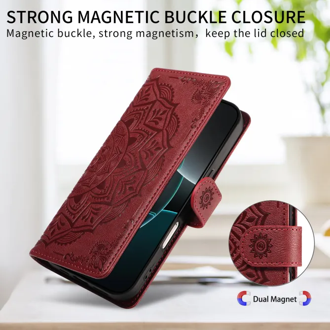 Housse Mandala Gaufrée Motorola Moto G77 G67 Simili Cuir Porte-Cartes
