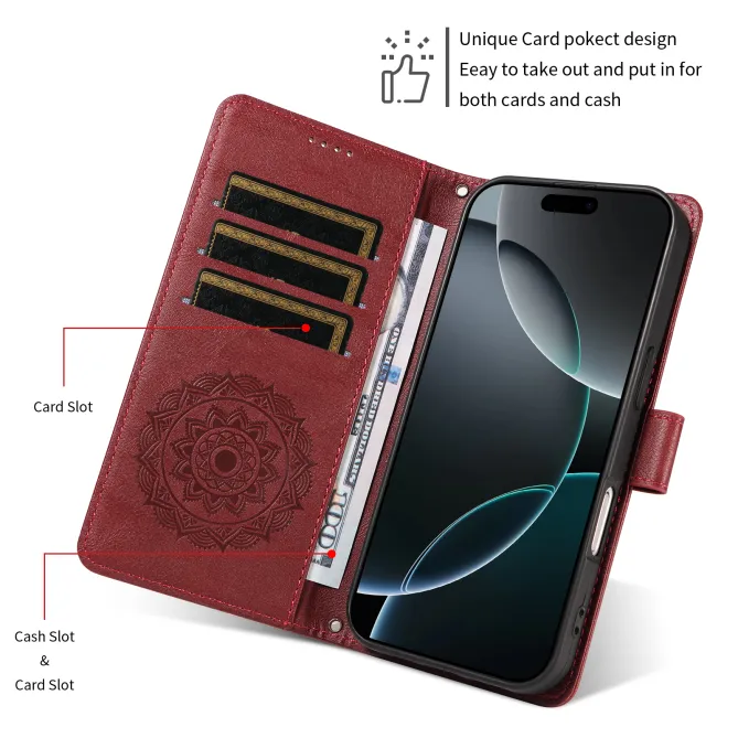 Housse Mandala Gaufrée Motorola Moto G77 G67 Simili Cuir Porte-Cartes