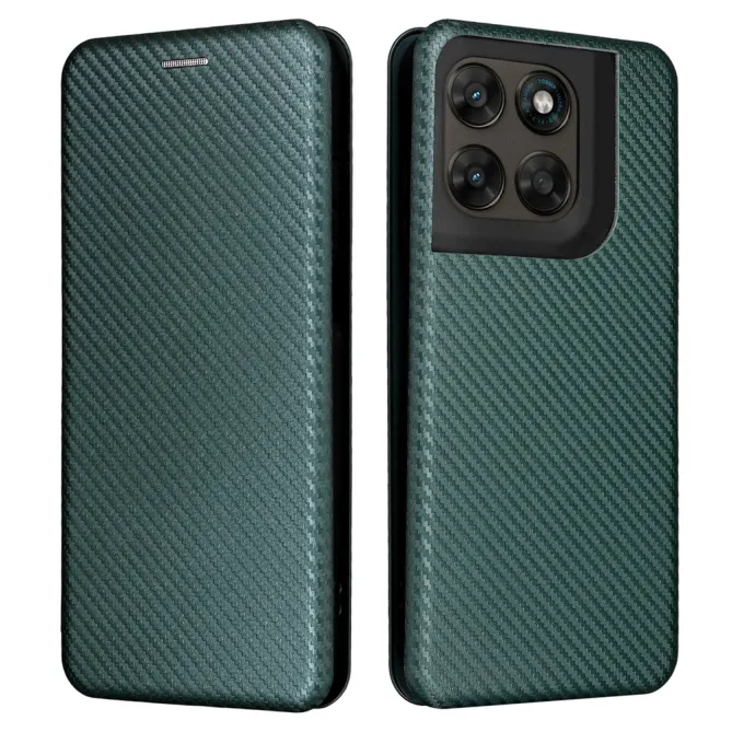 Housse Fibre de Carbone Motorola Moto G77 G67 Simili Cuir Magnétique