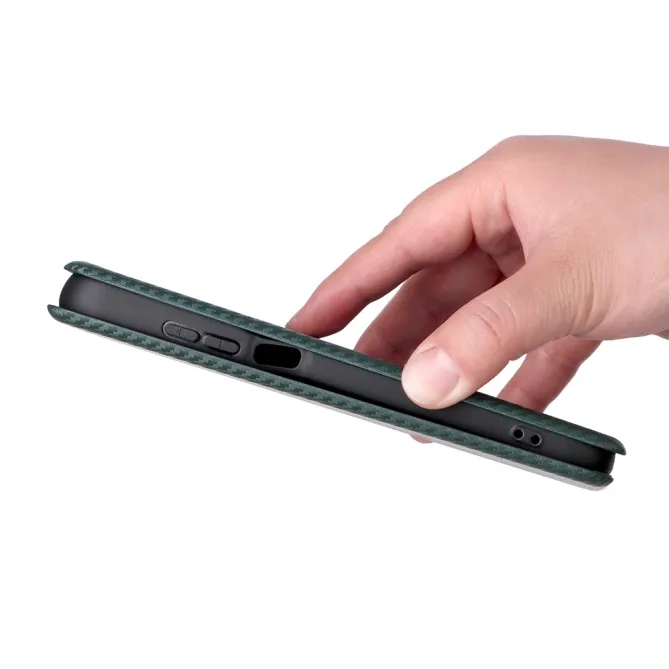 Housse Fibre de Carbone Motorola Moto G77 G67 Simili Cuir Magnétique