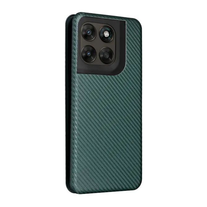 Housse Fibre de Carbone Motorola Moto G77 G67 Simili Cuir Magnétique