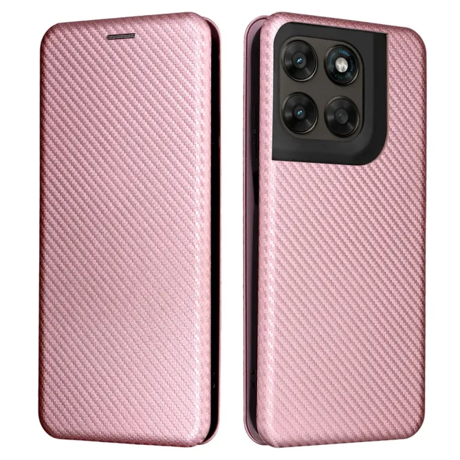 Housse Fibre de Carbone Motorola Moto G77 G67 Simili Cuir Magnétique