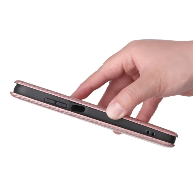 Housse Fibre de Carbone Motorola Moto G77 G67 Simili Cuir Magnétique