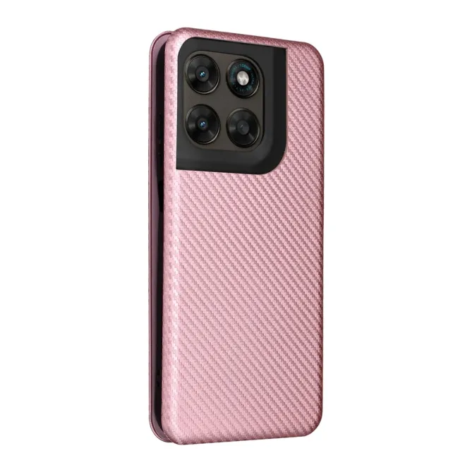 Housse Fibre de Carbone Motorola Moto G77 G67 Simili Cuir Magnétique