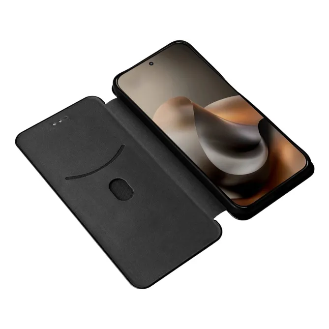 Housse Fibre de Carbone Motorola Moto G77 G67 Simili Cuir Magnétique