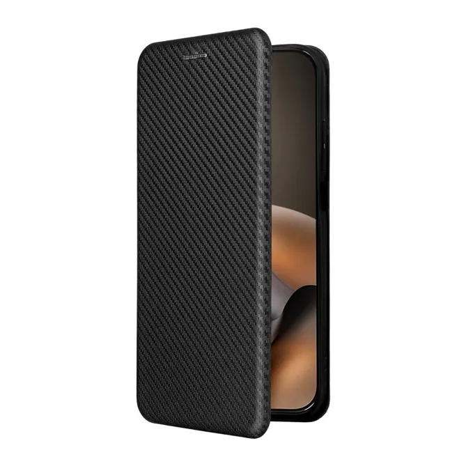 Housse Fibre de Carbone Motorola Moto G77 G67 Simili Cuir Magnétique