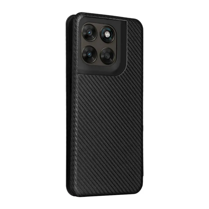 Housse Fibre de Carbone Motorola Moto G77 G67 Simili Cuir Magnétique
