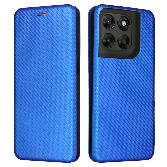 Housse Fibre de Carbone Motorola Moto G77 G67 Simili Cuir Magnétique