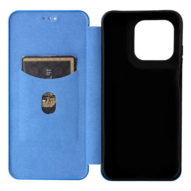 Housse Fibre de Carbone Motorola Moto G77 G67 Simili Cuir Magnétique