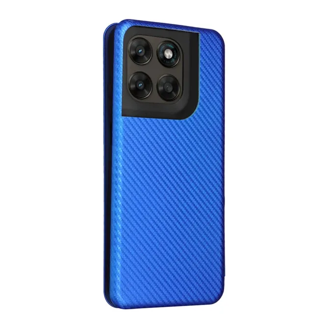 Housse Fibre de Carbone Motorola Moto G77 G67 Simili Cuir Magnétique