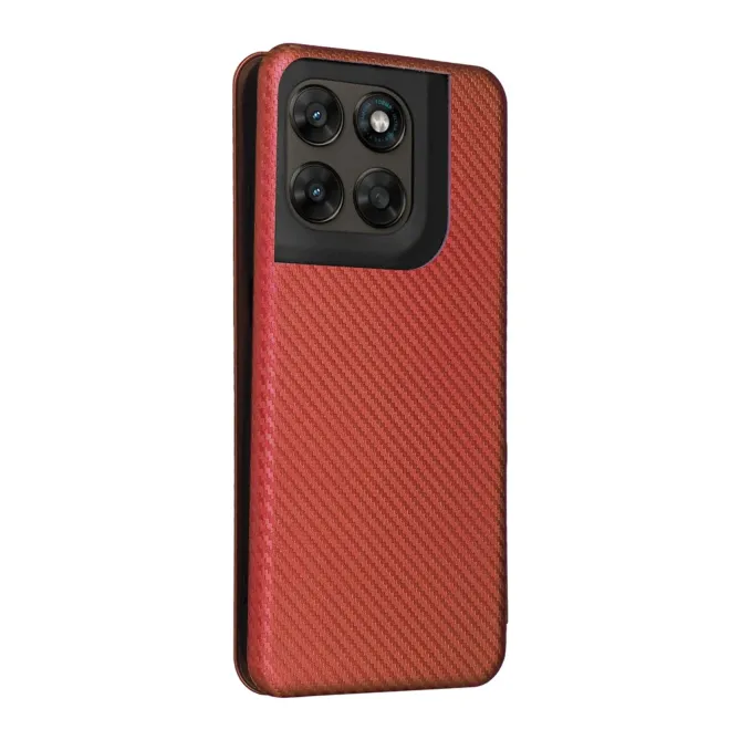 Housse Fibre de Carbone Motorola Moto G77 G67 Simili Cuir Magnétique