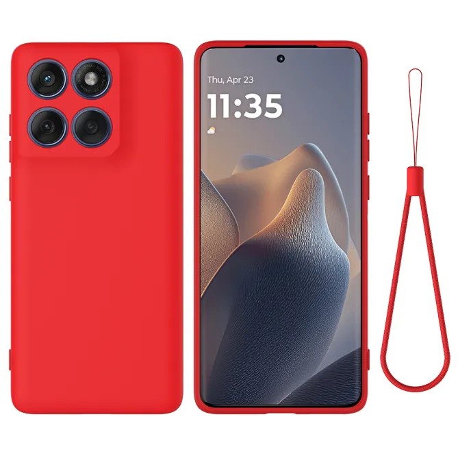 Coque Motorola Moto G77 / G67 Puro silicone liquide à lanière