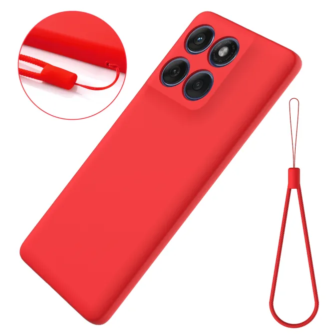 Coque Motorola Moto G77 / G67 Puro silicone liquide à lanière