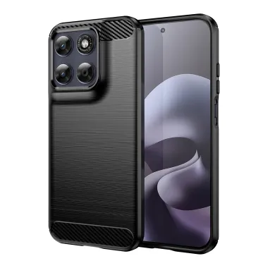 Pack Coque Brossée Fibre de Carbone Motorola Moto G77 G67 Verre Trempé