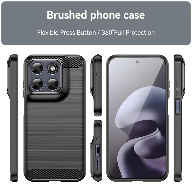 Pack Coque Brossée Fibre de Carbone Motorola Moto G77 G67 Verre Trempé