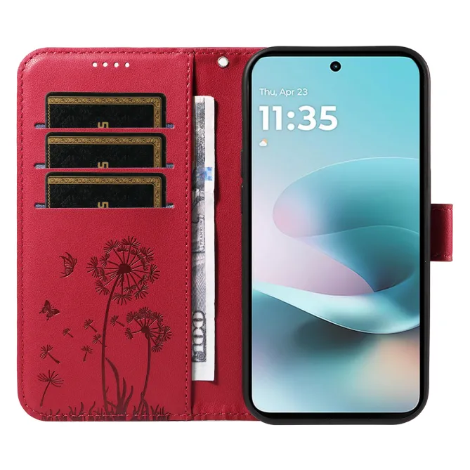 Housse Pissenlit Gaufré Motorola Moto G77 G67 Simili Cuir Porte-Cartes