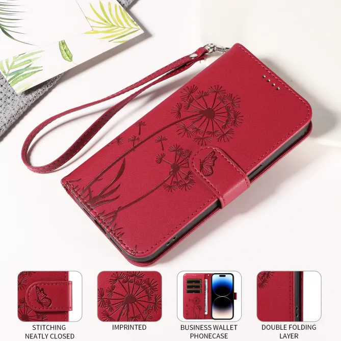 Housse Pissenlit Gaufré Motorola Moto G77 G67 Simili Cuir Porte-Cartes