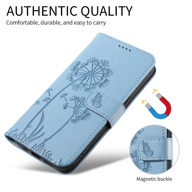 Housse Pissenlit Gaufré Motorola Moto G77 G67 Simili Cuir Porte-Cartes