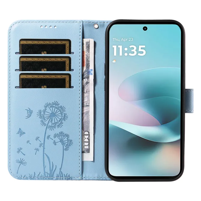 Housse Pissenlit Gaufré Motorola Moto G77 G67 Simili Cuir Porte-Cartes