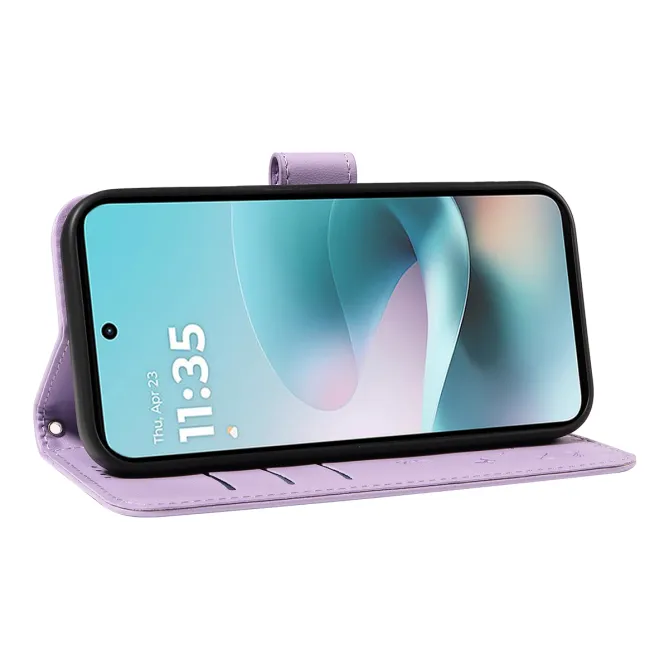 Housse Pissenlit Gaufré Motorola Moto G77 G67 Simili Cuir Porte-Cartes